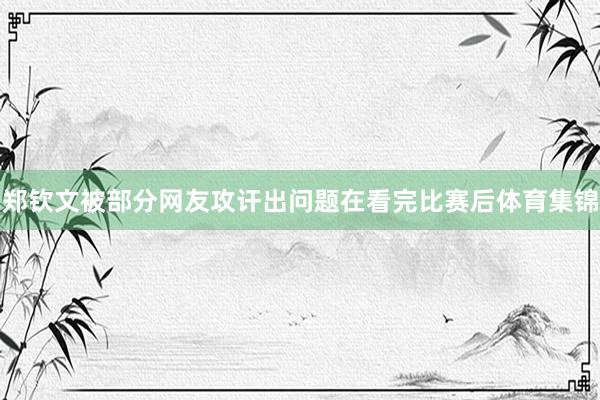 郑钦文被部分网友攻讦出问题在看完比赛后体育集锦