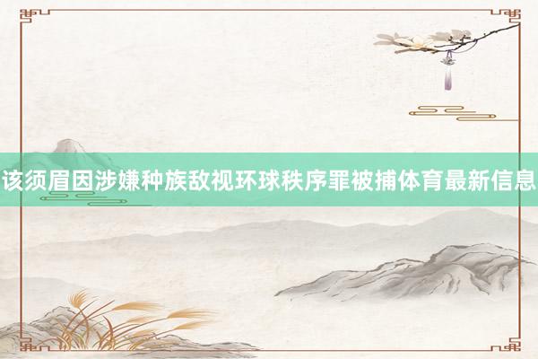 该须眉因涉嫌种族敌视环球秩序罪被捕体育最新信息