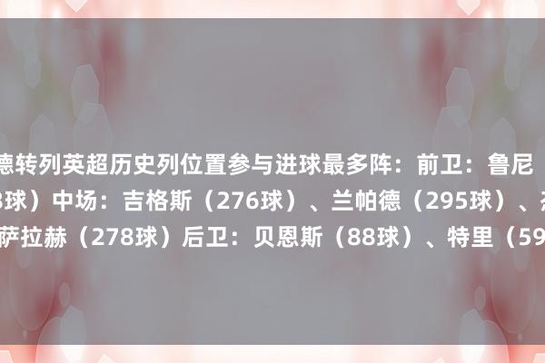 德转列英超历史列位置参与进球最多阵：前卫：鲁尼（317球）、希勒（328球）中场：吉格斯（276球）、兰帕德（295球）、杰拉德（218球）、萨拉赫（278球）后卫：贝恩斯（88球）、特里（59球）、
