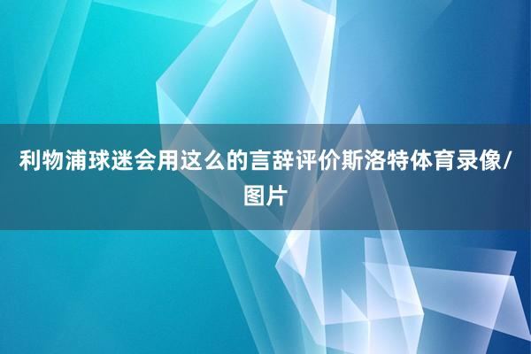 利物浦球迷会用这么的言辞评价斯洛特体育录像/图片